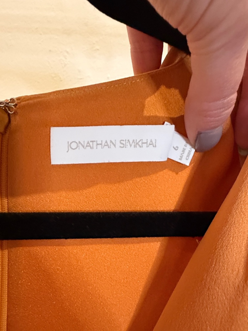 Jonathan Simkhai Draped V-Neck Mini Dress in Burnt Orange - Picture 3 of 4